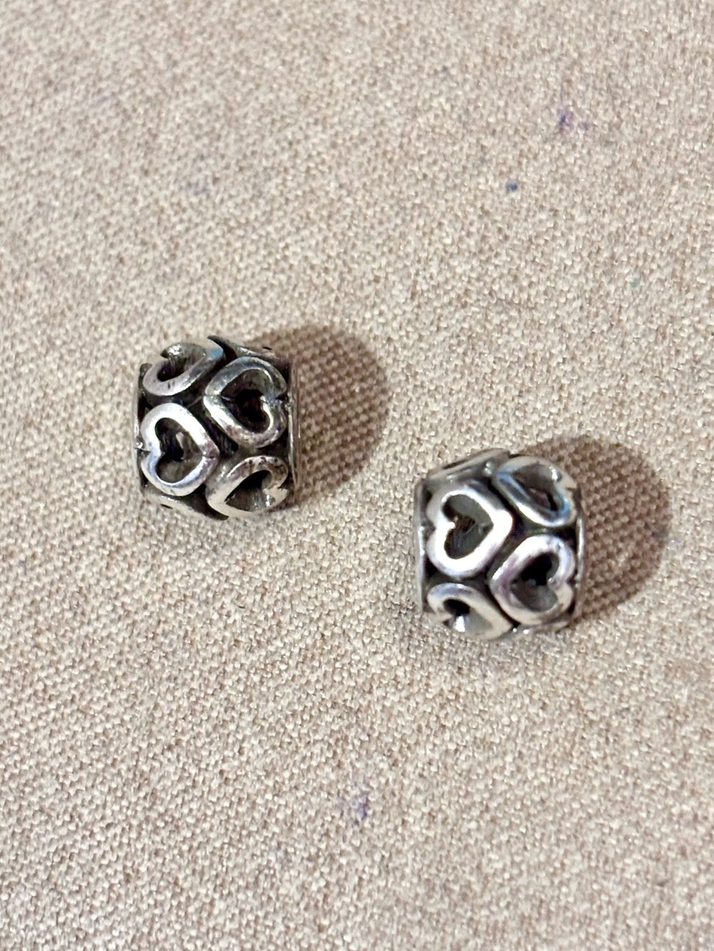 Two Brighton Mini Open Heart beads in Silver Fit MINI holders ONLY Retired